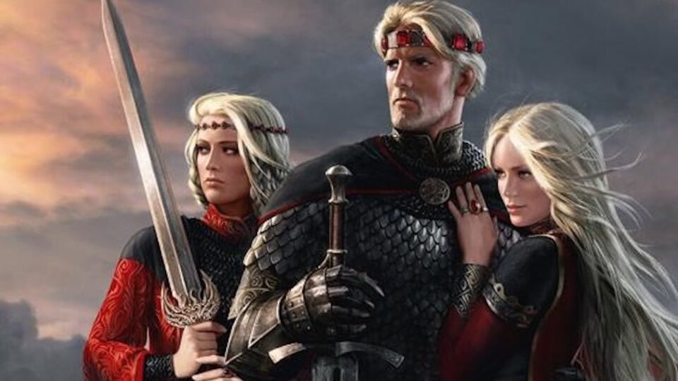 Da sinistra: Visenya, Aegon e Rhaenys Targaryen. Disegno realizzato da Roman Papsuev